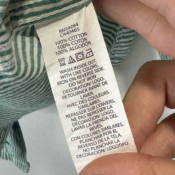 Children's Place Boys Green Striped Dinosaur Button Down Size 4T - Picture 5 of 9